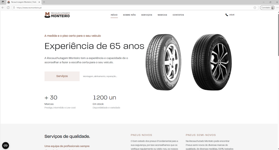 Website Recauchutagem Monteiro